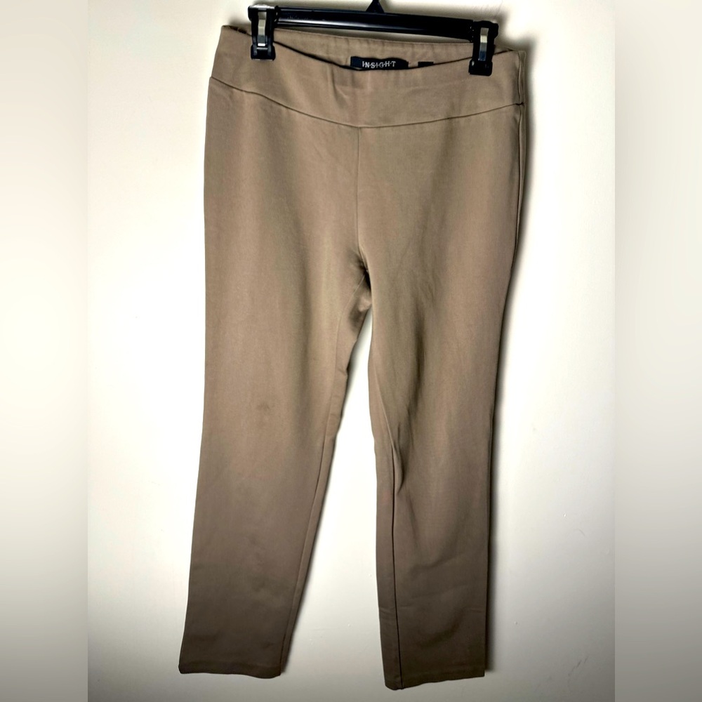 INSIGHT Tan Beige High- Waist Cropped Stretch Casual Pants Women’s Size 8